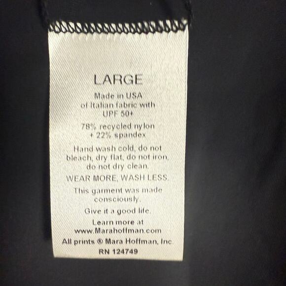 Mara Hoffman Mesh-Side Low Back Scoop Neck Black One Piece Swimsuit Size Large - Picture 8 of 9